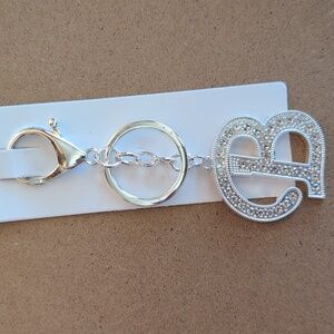 Silver Initial "B" Keychain Bag Charm (pls see description)